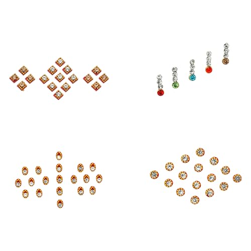 Crystal Bindi Pack of 8 - Rhinestone Forehead Stickers for Women