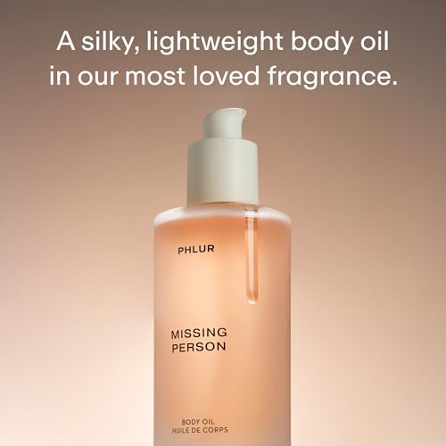 PHLUR Missing Person Body Oil For Women & Men - Lightweight & Nourishing - With Ceramide-Rich Oils & Skin-Mimicking Lipids - Bergamont, Musk, Orange & Sandalwood Floral Scented Body Oil (4 Fl Oz)