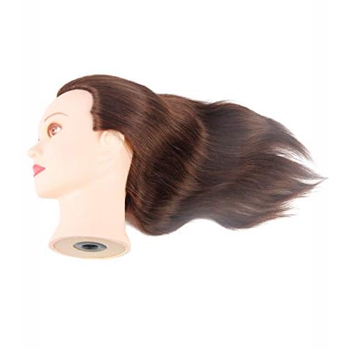 Mannequin Head with 100% Human Hair Hairdresser Training Head Manikin Cosmetology Doll Head Salon Training Practice Head with Blonde Human Hair Styling Dye Cutting with Clamp Stand.