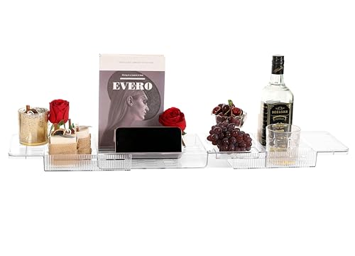 Expandable Acrylic Bath Tray with Wine & Book Holder