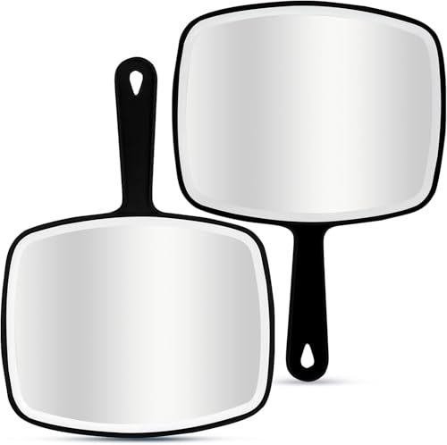 Handheld Mirror with Hanging Hole, 10.4" x 7.4" (2-Pack)