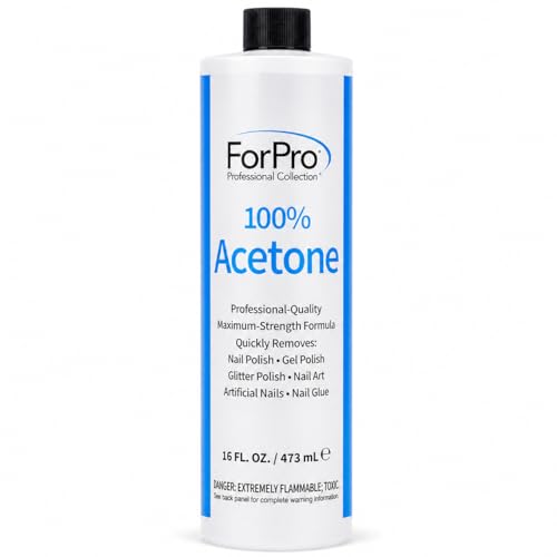 ForPro 100% Pure Acetone Nail Polish Remover - Gel & Glue Remover, 16 fl oz