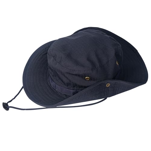 Sun Hats for Men Women Bucket Hat UPF 50+ Boonie Hat Foldable UV Protection Hiking Beach Fishing Summer Safari(1pack-Navy)