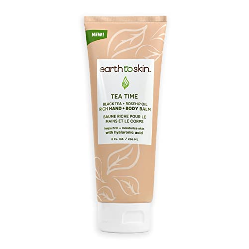 Earth To Skin Black Tea + Rosehip Oil Rich Hand & Body Balm, Soothing Lotion Repairs Dry Skin & Damage Skin (8.0 FL Oz)