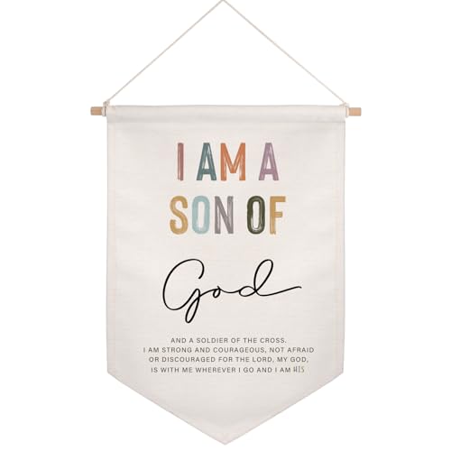 I Am A Son Of The King, Linen Flag For Nursery, Wall Art Linen Banner, Wall Hanging, Kids Room Deco, Boys Room Decor, Nursery Wall Decor, to Son, Boys Bedroom Banner, Nursery Wall Hanging