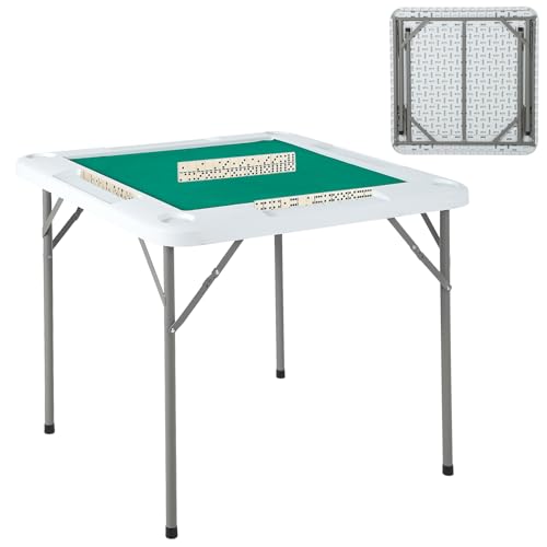 Mahjong Table 39.4" Folding 4-Player Card Desk with Cup Holders