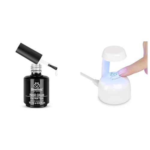 beetles Gel Polish 9 in 1 Nail Glue and Mini Uv Light Set for Easy and Fast Extension System Nail Gel Glue for False Nails Tips, Rhinestone, Base Gel, Blooming Gel