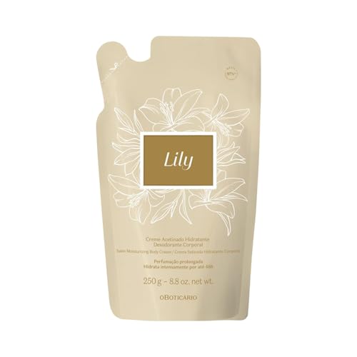 O Botic?rio Lily Satin Moisturizing Body Cream REFILL POUCH, 24 Hour Fragranced Body Butter for Dry Skin, 8.8 Ounce (250g)