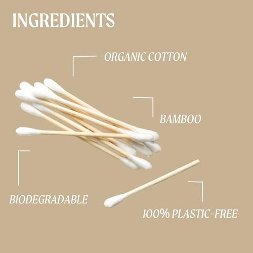 UpCircle Bamboo Cotton Buds (200 Pack) - Plastic-Free Biodegradable Swabs