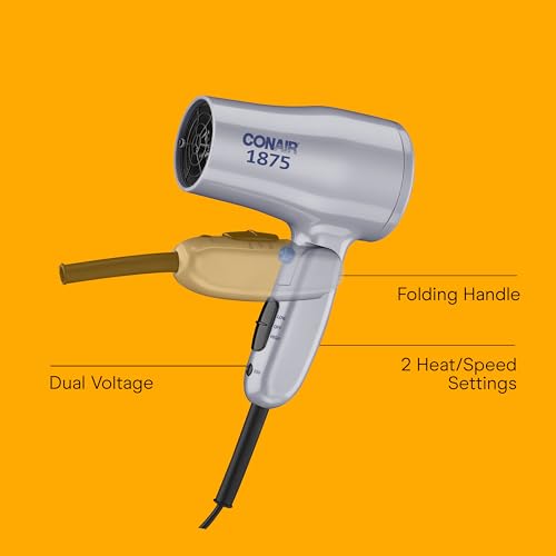 Conair 1875W Compact Folding Hair Dryer with Dual Voltage