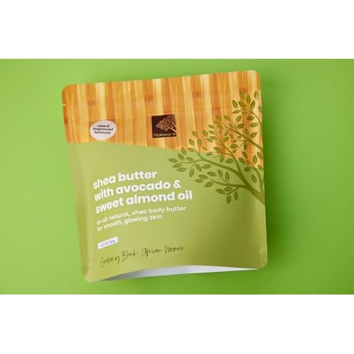 Raw Shea Butter with Avocado & Sweet Almond Oil - floral scent 100% Natural Ghana Shea Butter whipped for Dry Skin, Hair & Body. Pure, Vegan, Handmade, Eco-friendly Skincare 350g