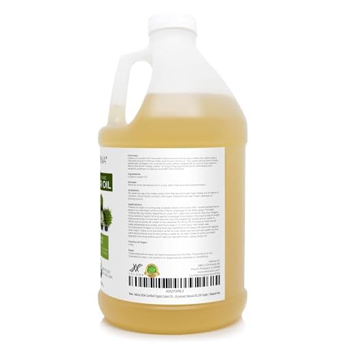 velona USDA Certified Organic Castor Oil - 1 Gallon / 128 Fl Oz | For Hair, Boost Eyelashes, Eyebrows | Cold pressed, Natural Oil, USP Grade | Hexane Free