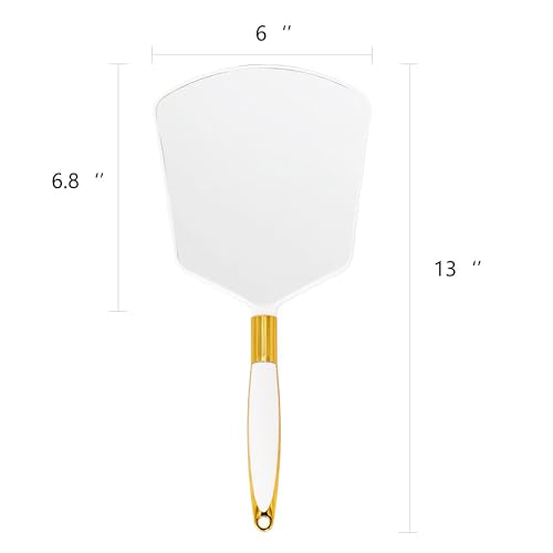 Hand Held Mirror with Handle 6x6.8 White