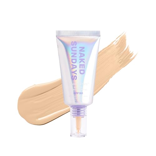 Naked Sundays BeautyScreen Peptide Foundation Tint - SPF 50 Tinted Sunscreen & Skincare Makeup with Zinc Oxide, Niacinamide - Lightweight Natural Coverage, 2.5 Light Neutral, 1.01 oz