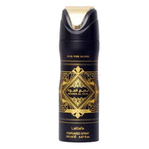 Lattafa Bade'e Al Oud Oud for Glory for Unisex Perfumed Deodorant Spray, 6.67 Ounce / 200 ml