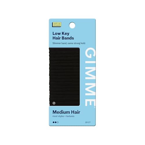 Gimme Beauty Low Profile Hair Ties - Black, 20 Pack, Gentle Secure Elastic Bands