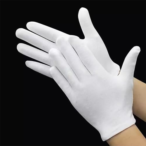 Tihzheoy Medium White Cotton Gloves for Eczema & Sensitive Hands - 12 Pairs