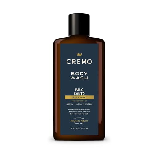 Cremo Rich-Lathering Palo Santo Body Wash for Men, Notes of Bright Cardamom, Dry Papyrus and Aromatic Palo Santo, 16 Fl Oz