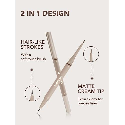SHEGLAM Dual-Sided Eyebrow Pencils Cream Waterproof Long Lasting Eye brow Pen Makeup - Auburn (Pack of 2)