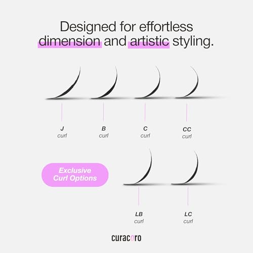 Curacoro Anime Feather Spike Lash Extensions ? 360 Fans Lightweight and Defined Laser-Printed Premade Lash Spikes, Anime Lashes B Curl 9?16mm for Professionals