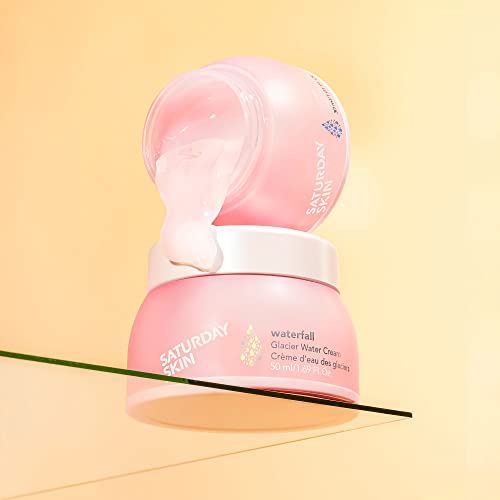 Saturday Skin Face Moisturizer Water Cream Mini Size, Vegan Natural Facial Moisturizer Oil-free Gel Cream From Alaska Glacier Water Day & Night Cream Hydrating and Reduce Wrinkles(1.01 Fl Oz (30ml))