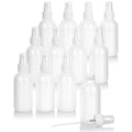 JUVITUS (12 pack) 4 oz / 120 ml High Shine Gloss White Glass Boston Round Bottle with White Fine Mist Spray