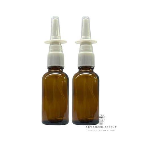 Amber Glass Nasal Spray Bottles, 1 oz Refillable (2 Pack)