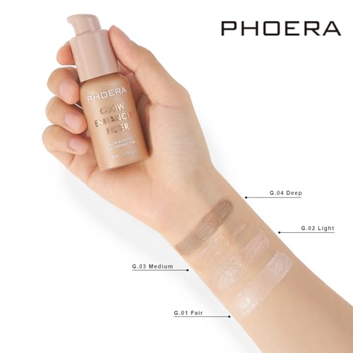 PHOERA Skin Glow Tint Foundation 03 Medium - Liquid Highlighter 2pc
