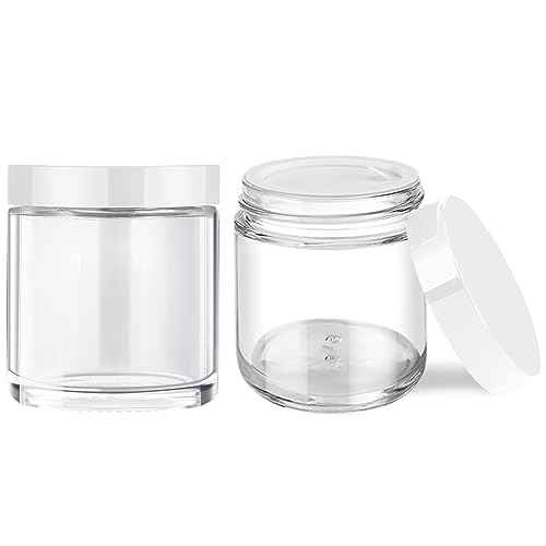 2 Pack Small Glass Jar with Lid, Tecohouse 4 oz Glass Jars with Stickers, Glass Lotion Jars with Lids & Inner Liners, Toiletries Container for Slime, Makeup, Cream, Lotion, Cosmetic
