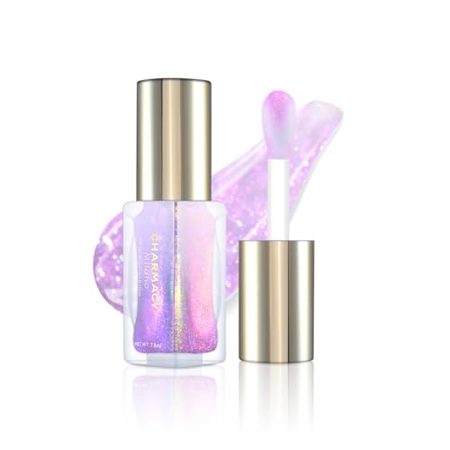 CHARMACY Aurora Chameleon Moisturizing Lip Gloss, MultiColor Shifting Shimmer Lip Gloss, Hydrating Non-Sticky Formula Glitter Lip Glaze, Easy to Apply, Long-Lasting, High-Shine Sheer Finish #02
