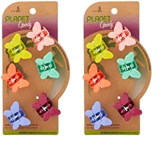 Goody Planet Bio-Plastic Mini Butterfly Clips, Assorted, Snap and Go Closure - Hair Accessories for All Hair Types (Pack of 2)