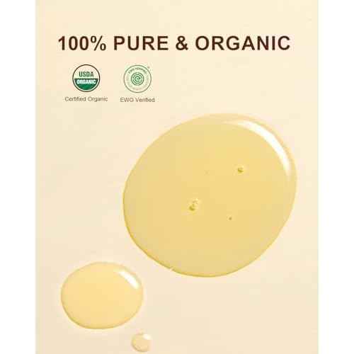 USDA Organic Jojoba Oil Cold Pressed 8 fl oz, 100% Pure & Natural Unrefined Jojoba Oil for Face Hair & Skin Massage, Hexane Free, Deeply Moisturizing Body Carrier oils Multi-Purpose Serum