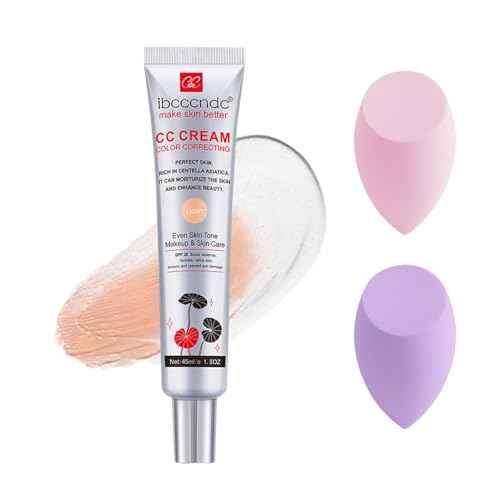 Color Correcting CC Cream Foundation, Invisible Pores Concealer, Rich In Centella Asiatic, Moisturizing And Waterproof CC Cream With Spf 25(LIGHT)