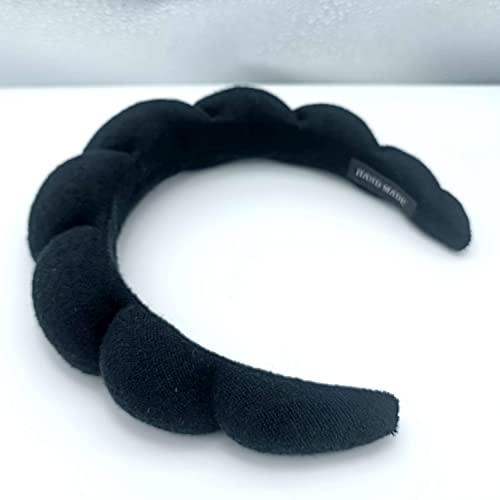 BLAISTER Skincare Headband for Women, Spa Headband, Makeup Headband for Washing Face, Soft Towel Headband for Facial Mask, Cute Hairband for Shower (Black)