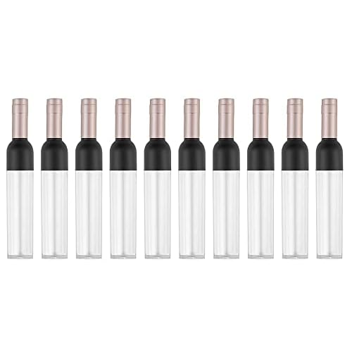 Empty Lip Gloss Tubes 5ml Clear Wine Shaped Lip Gloss Tube Plastic Mini Refillable Lip Oil Bottle Container Lip Glaze Tube Vials Cosmetic DIY Container Holders, Gold, Pack of 10
