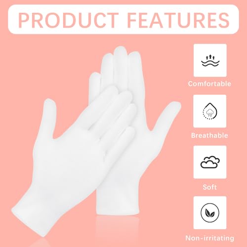White Cotton Moisturizing Gloves for Dry Hands & Eczema (42 Pairs)