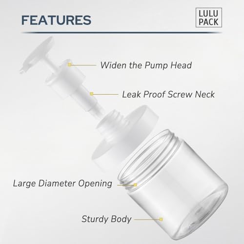 Lulupack 8oz Wide Mouth Pump Bottles (2-Pack) – Refillable Soap & Shampoo Dispensers