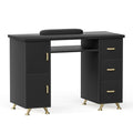 Black Nail Tech Manicure Table with Drawers | Professional Salon Desk