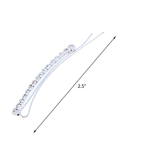 Silver Rhinestone Studded Hair Barette Bobby Pin Clip | 4 Count | Multi