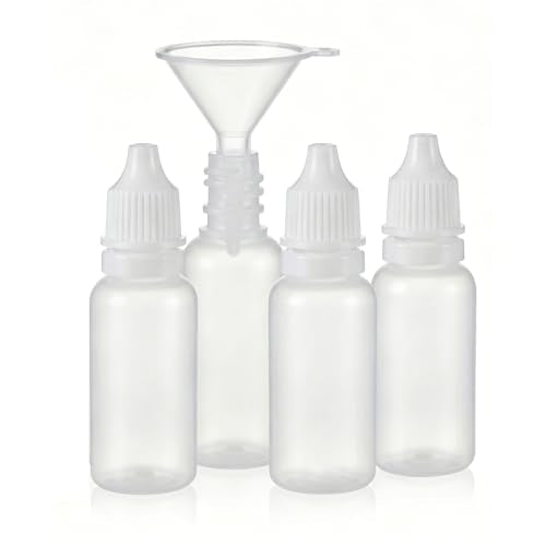 15ml Dropper Bottles 5-Pack with Funnel - Eye Drops & Essential Oils