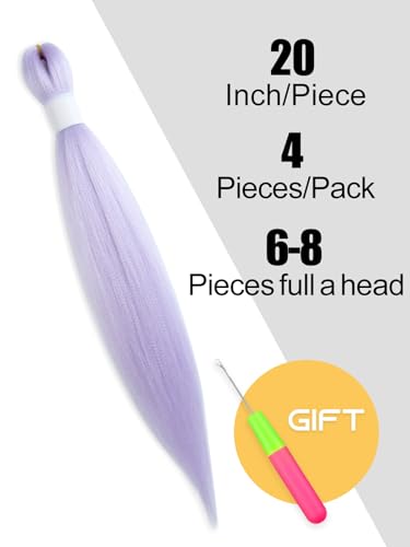 Lavender Pre-Stretched Braiding Hair 20 Inch, 4 Packs