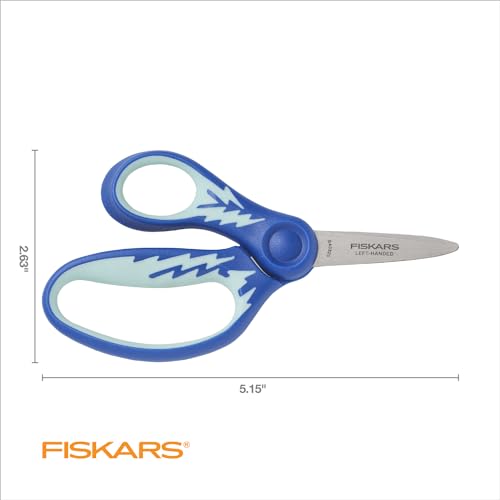 Fiskars 5" Pointed-Tip Scissors for Kids Ages 4-7, Scissors for School or Crafting, Back to School Supplies, Red