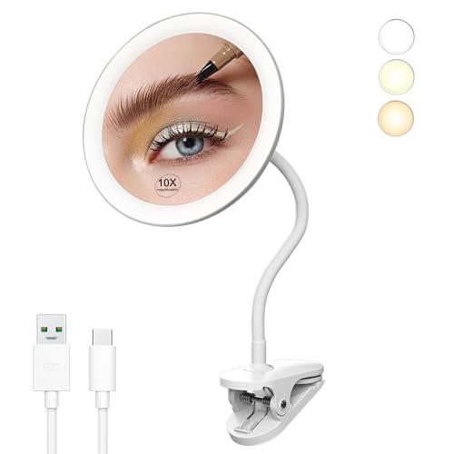 6.5" LED Makeup Mirror 5X Magnifying with Gooseneck Clip
