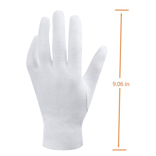 White Cotton Gloves for Dry Hands - 6 Pairs Moisturizing Eczema Treatment