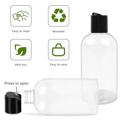 2-Pack 8oz Clear Squeeze Bottles with Black Caps