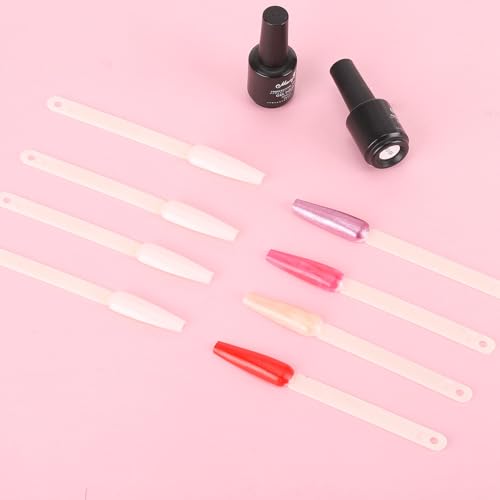 600 Pcs Nail Swatch Sticks with Ring and Number Labels, Clear Stiletto Nail Polish Color Sample Sticks Display, Practice Nails Tips for Acrylic Nails