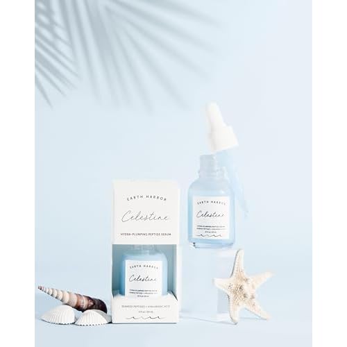 Earth Harbor | CELESTINE Hydra-Plumping Peptide Serum - Skin Elasticity & Replenishing Nutrients | Hyaluronic Acid and Seaweed Peptides | Plant-Based & Certified Vegan |