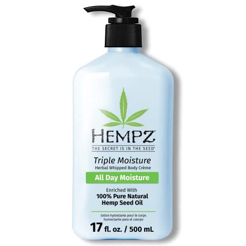 Hempz Triple Moisture Body Moisturizer 17 Oz & Whipped Body Creme with Hemp Seed Oil for 24-Hour Hydration