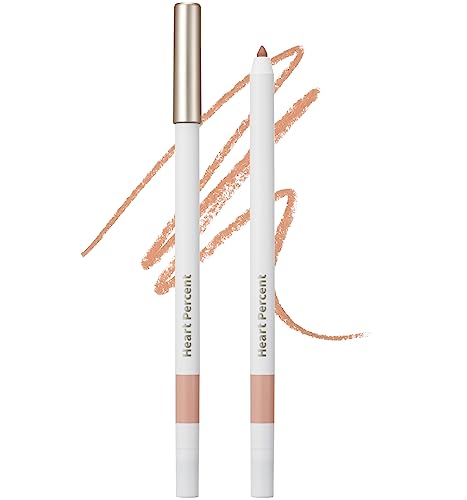 Heart Percent Dote On Mood Lip Pencil Slim, Defines and Fills Creamy Lip Liner Retractable Lipstick Pencil with Built-In Sharpener, #01. Peach Beige