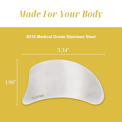 SHUHU Stainless Steel Gua Sha Facial Tool for Face & Body ? Jawline Sculptor & Puffiness Relief ? Face Massage Tool for Lymphatic Drainage, Tension & Muscle Relief, with Travel Pouch